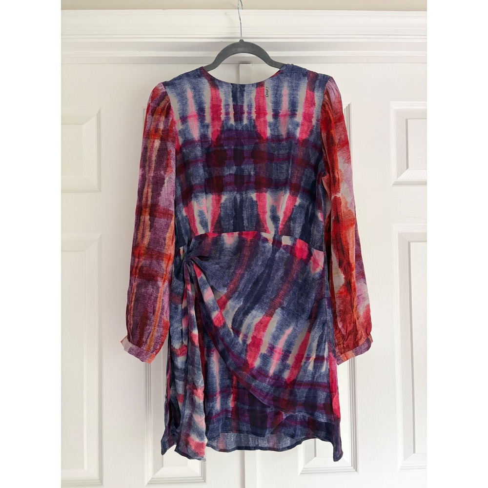 Chufy Neues Berlin Multicolor Long Sleeve Dress - Red & Blue 100% silk